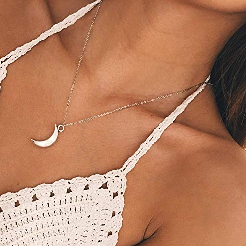Yienate Böhmische Halskette, modischer Mond-Anhänger, Boho-Schmuck für Damen und Mädchen, Metall Silber von Yienate