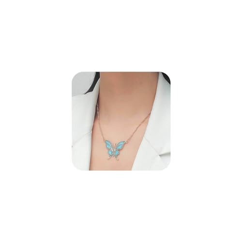 Yienate Boho Kristall Schmetterling Halskette Choker Gold Funky Blauen Schmetterling Anhänger Halskette Schlüsselbein Kette Hip Hop Aussage Strass Schmetterling Halskette Schmuck Für Frauen von Yienate