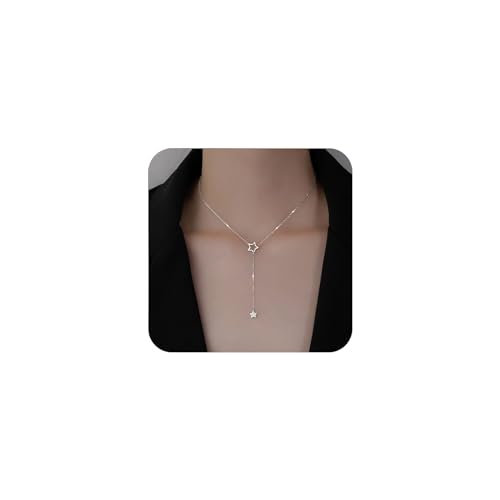 Yienate Boho Kristall Stern Y Halskette Choker Vintage Silber Winzigen Stern Anhänger Halskette Hip-Hop Gefüllt Strass Stern Choker Rock Aussage Halskette Charme Schmuck Für Frauen Und Mädchen von Yienate