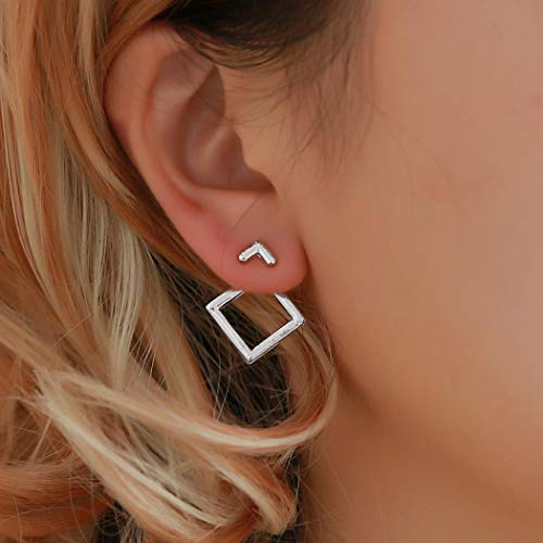 Yienate Boho Ohrringe mit einfachen geometrischen Hohldiamanten quadratischen Ohrstecker für Frauen und Mädchen (Silber) von Yienate