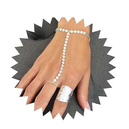 Yienate Boho Pailletten Armband Finger Kette Einfache Pailletten Kette Handkette zierliche Sklave Armband Boho Strand Armband für Frauen und Mädchen (Gold) von Yienate