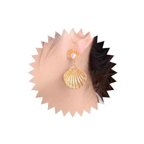 Yienate Boho Perle Muschel Tropfen Ohrringe Ohrstecker Vintage Perle Jakobsmuschel Ohrringe Gold Sommer Strand Ohrringe Muschel Ohrringe Schmuck Geschenke für Frauen Mädchen von Yienate