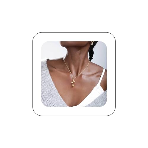 Yienate Boho Rose Blume Halskette Choker Gold Rose Anhänger Halskette Kette Niedlich Blume Halskette Charme Schmuck Geschenk Für Frauen Mädchen von Yienate