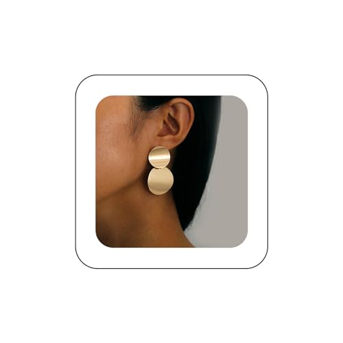 Yienate Boho Runde Geschwungene Ohrringe Vintage Geschichtet Disc Drop Ohrringe Gold Doppelkreis Geometrische Leichte Aussage Ohrringe Hochzeit Prom Pailletten Ohrringe Schmuck Für Frauen Mädchen von Yienate