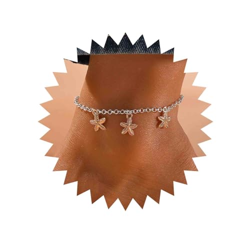 Yienate Boho Seestern Fußkettchen Armband Gemischte Farbe Fußkette Gold Seestern Anhänger Fußkettchen Silber Fußkette Hawaii Strand Seestern Fußschmuck Für Frauen Und Mädchen von Yienate