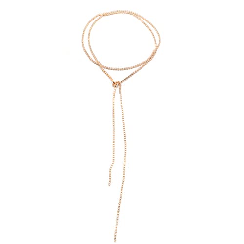 Yienate Boho Y Halskette Gold Cz Strass Tennis Kette Funkelnd Lariat Kristall Halskette Lang Tie Up Choker Halskette Bling Prom Halskette Schmuck Geschenk Für Frauen Mädchen von Yienate