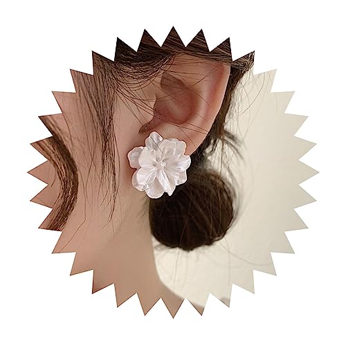 Yienate Einzigartige Große Weiße Blume Ohrringe Ohrstecker Vintage Acryl Blumenblatt Ohrringe Erklärung Französisch Kamelie Blume Ohrstecker Braut Hochzeit Prom Ohrringe Schmuck Für Frauen von Yienate