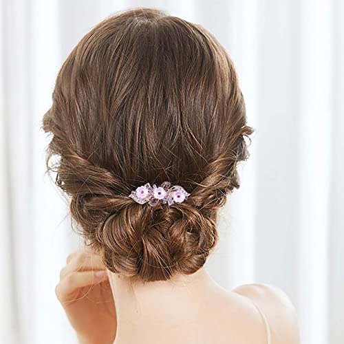 Yienate Fancy Braut Strass Haarspange Pin Barrette Lila Blume Bogen Kristall Haarnadel Barrette Funkelnde Hochzeit Kopfbedeckung Kristall Haarspange Haar Glänzend Haarhalter Zubehör Für Frauen von Yienate