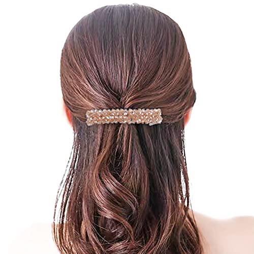 Yienate Fancy Kristall Haarnadel Barrette Französisch Braut Bling Strass Haarspangen Pferdeschwanz Halter Seite Clips Rutschfest Starke Feste Bobby Pin Funkelnde Gold Kristall Haarschmuck Für Frauen von Yienate