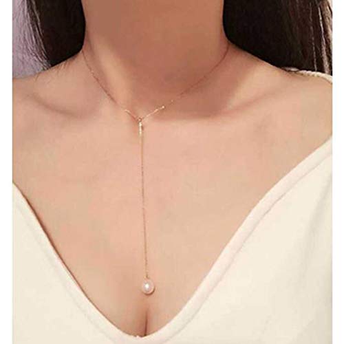 Yienate Fashion Pearl Y Halskette Gold Kette Exquisite Perle Anhänger Halskette Charm Schmuck für Frauen und Mädchen von Yienate