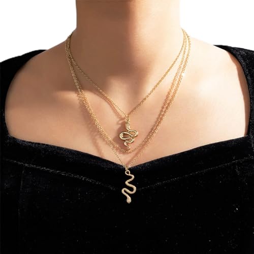 Yienate Fashion Snake Necklace Choker Unique Layered Snake Pendant Medusa Necklace Lucky Gold Snake Necklace Charming Multilayer Jewelry for Women and Girls von Yienate
