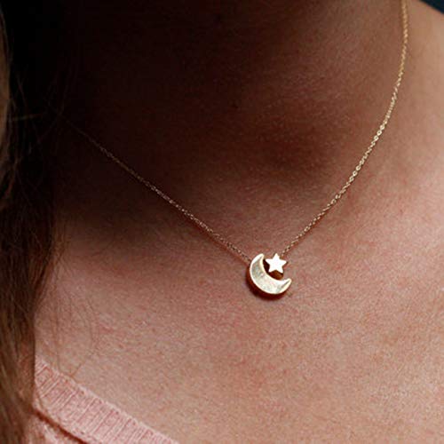 Yienate Fashion Star Moon Anhänger Choker Halskette Schmuck für Frauen und Mädchen (Gold) von Yienate