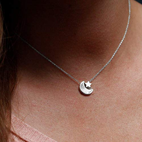 Yienate Fashion Star Moon Anhänger Choker Halskette Schmuck für Frauen und Mädchen (Silber) von Yienate