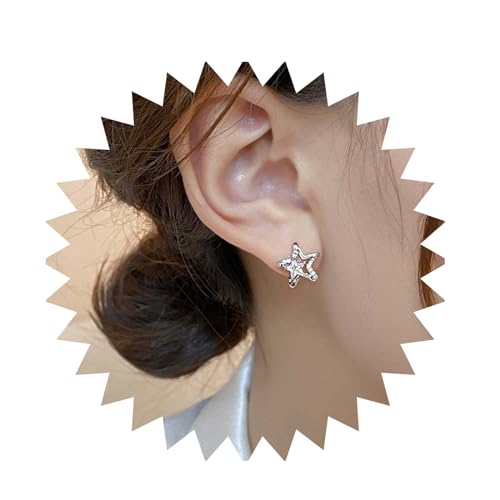 Yienate Funky Kleine Kristall Stern Ohrstecker Silber Vintage Kristall Stern Ohrringe Statement Strass Doppelstern Braut Ohrringe Funkelnde Prom Stern Ohrringe Schmuck Für Frauen Und Mädchen von Yienate