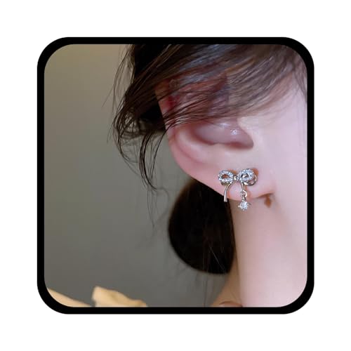 Yienate Funky Tiny Crystal Bow Stud Earrings Statement Fliege Schleife Ohrringe Silber Strass Bowknot Ohrstecker Schleife Ohrstecker Hochzeit Niedlich Bogen Ohrringe Schmuck Für Frauen Und Mädchen von Yienate