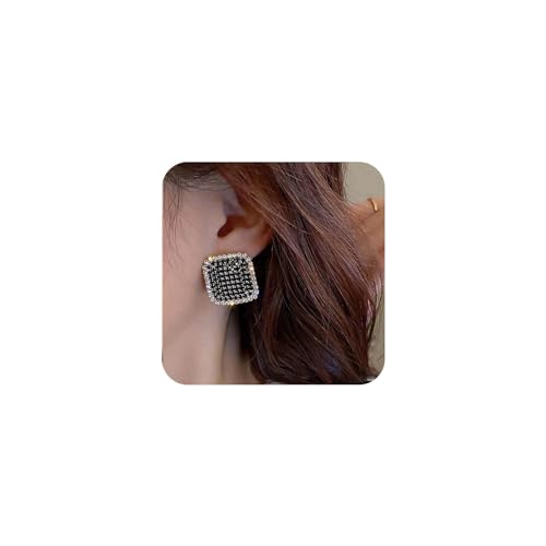Yienate Geometrische Quadratische Kristall Ohrstecker Vintage Schwarz Quadratische Ohrringe Hochzeit Braut Strass Quadratische Ohrringe Anweisung Kristall Bolzen Funkelnde Prom Ohrringe Für Frauen von Yienate