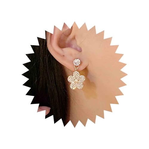Yienate Gold Kristall Blume Baumeln Ohrringe Hochzeit Braut Kristall Ohrstecker Erklärung Strass Flora Tropfen Ohrringe Funkelnde Prom Ohrringe Schmuck Für Frauen Und Mädchen von Yienate