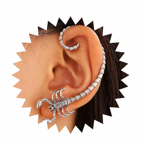 Yienate Gothic Skorpion Ohrstecker Ohrringe Silber Punk Piercing Skorpion Ohrstecker Hip Hop Statement Metall Skorpion Knorpel Kletterer Krabbler Ohr Clip On Manschette Ohrringe Schmuck Für Frauen von Yienate
