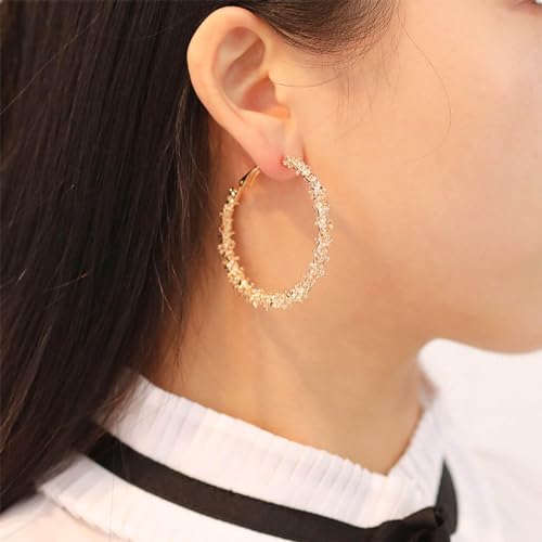 Yienate Große Creolen Gold Big Hoop Tropfen baumeln Ohrring Braut Annulus Ohrringe Abschlussball Ohrringe Schmuck Geschenk für Frauen und Mädchen von Yienate