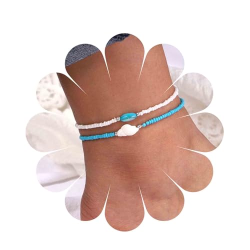Yienate Handmade Perlen Fußkettchen Armband Boho Muschel Perlen Fußkettchen Fußkette Elastisch Blau Weiß Reis Perlen Fußkette Strand Geschichtet Fußkettchen 2er Set Fußschmuck Für Frauen Mädchen Yienate Handmade Perlen Fußkettchen Armband Boho Muschel Perlen Fußkettchen Fußkette Elastisch Blau Weiß Reis Perlen Fußkette Strand Geschichtet Fußkettchen 2er Set Fußschmuck Für Frauen Mädchen von Yienate