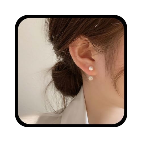 Yienate Kleine Perle Kristall Ohrstecker Ohrringe Statement Perle Runde Strass Kugel Ohrringe Boho Perle Kristall Vorne Zurück Ohrringe Schmuck Für Frauen Und Mädchen von Yienate