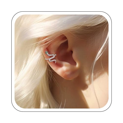 Yienate Kristall Schlange Ohr Manschette Ohrringe Silber Anweisung Schlange Non-piercing Manschette Ohrringe Strass Schlange Wrap Crawler Kletterer Ohrringe Punk Schlange Ohr Clip Ohrringe Für Frauen von Yienate