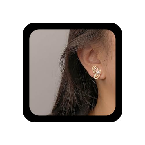Yienate Kristall Schmetterling Ohrstecker Ohrringe Vintage Perle Schmetterling Flügel Ohrringe Gold Hochzeit Strass Flügel Ohrringe Anweisung Perle Schmetterling Ohrstecker Prom Ohrringe Für Frauen von Yienate