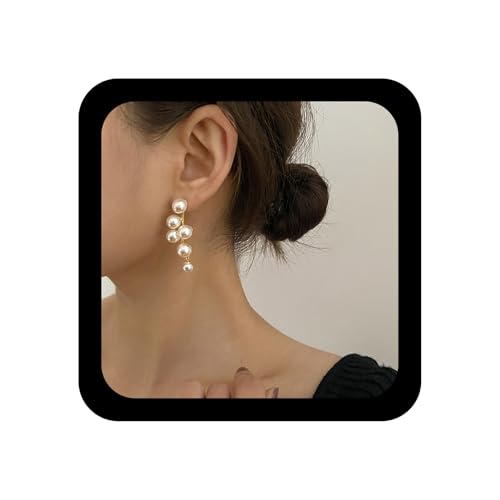 Yienate Lange Perlen Quaste Tropfen Ohrringe Multi Perlen Cluster Kronleuchter Perlen Baumeln Ohrringe Gold Perlenkette Ohrringe Erklärung Braut Perlen Ohrringe Schmuck Für Frauen Mädchen von Yienate