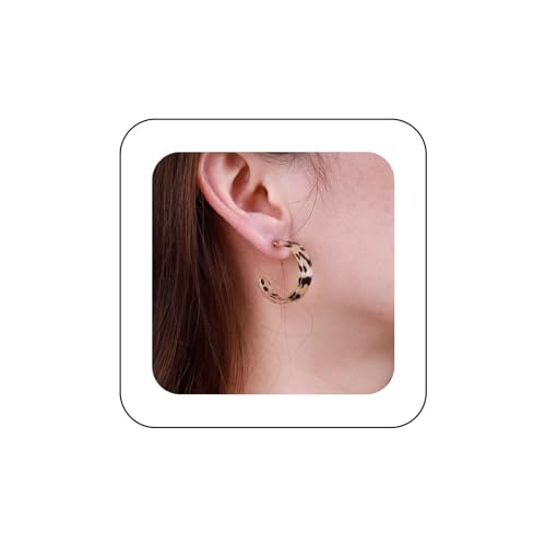 Yienate Leopard Hoop Drop Ohrringe - Schildpatt Acryl Leichtes Geometrisches Kreis Harz Gesprenkelt Angabe Prom Offene Reifen Baumeln Ohrstecker Schmuck Für Frauen von Yienate