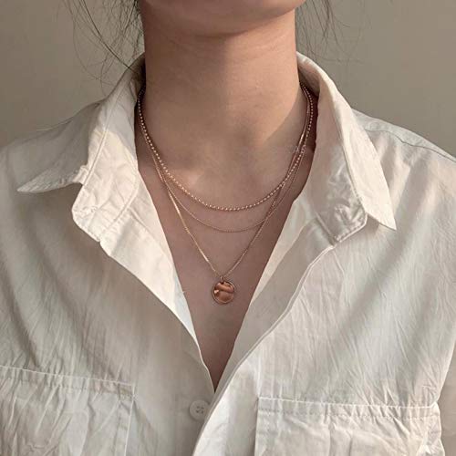 Yienate Mehrschichtige Pailletten-Halskette im Boho-Stil, mit Münzen-Torus-Anhänger, Perlen-Choker, Gliederkette, zierlich, goldfarben, lange Halskette, geschichteter Schmuck für Frauen und Mädchen von Yienate