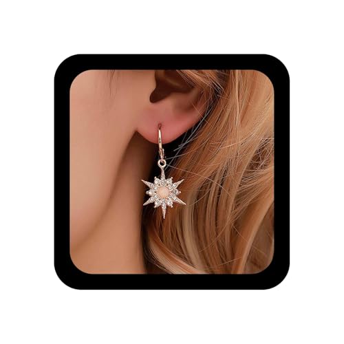 Yienate Mode Sonnenstecker Ohrringe Drop Sonnenblume StrassStein Zirkon Ohrringe Gold Sonnenblume Opal Ohrringe Für Frauen Und Mädchen von Yienate