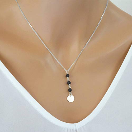 Yienate Modische Halskette mit Quasten, Vulkanstein, Vintage-Paillettenanhänger, Schmuckzubehör für Damen und Mädchen, Stein Silber Yienate Modische Halskette mit Quasten, Vulkanstein, Vintage-Paillettenanhänger, Schmuckzubehör für Damen und Mädchen, Stein Silber von Yienate