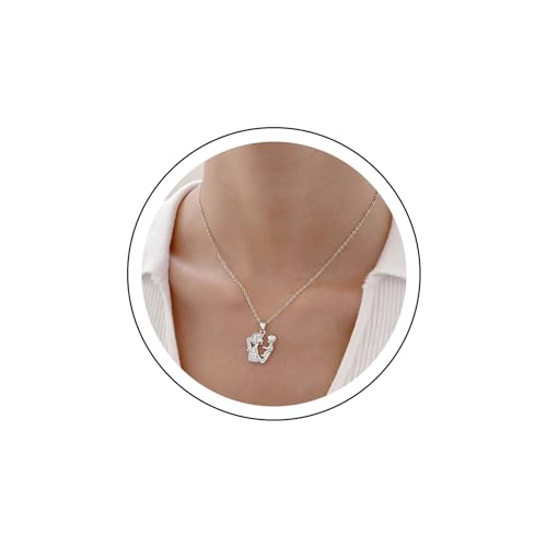 Yienate Mutter Hält Sohn Tochter Kristall Halskette Silber Pave Strass Eltern Und Kind Familie Halskette Mutter Und Kind Familie Liebe Anhänger Halskette Charme Schmuck Für Frauen Und Mädchen von Yienate