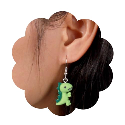 Yienate Niedliche Dinosaurier Tropfen Ohrringe Lustige Grüne Mini-Dinosaurier Baumeln Ohrringe Erklärung Acryl Cartoon Tier Baumeln Ohrringe Winzige Dinosaurier Charme Ohrringe Schmuck Für Frauen von Yienate