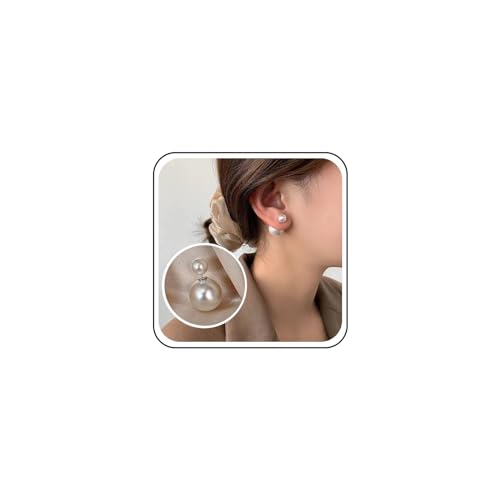 Yienate Perlenohrstecker Ohrringe Silber Vintage Perlen Ohrstecker Statement Front Back Ohrringe Minimalistische Perlenohrringe Schmuck Für Frauen Und Mädchen von Yienate
