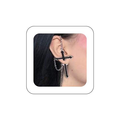 Yienate Punk Cross Ohrringe Kette Durchbohrte Ohrstecker Ohrstecker Fransen Kettenohrringe Für Frauen Und Mädchen von Yienate