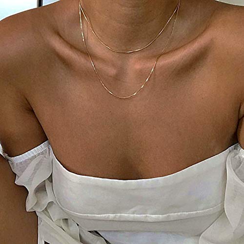Yienate Punk Gold geschichtete Halskette Schlangenknochen Kette Choker Charm Halskette Minimalistischer Schmuck für Frauen und Mädchen von Yienate