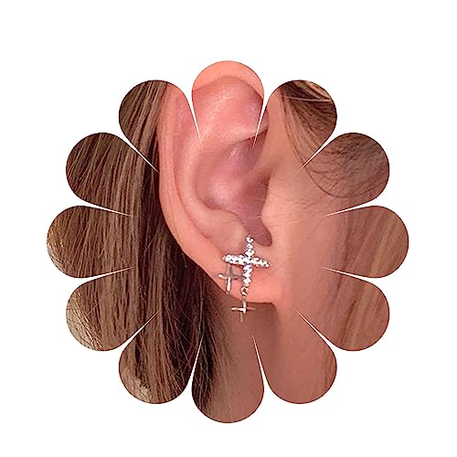 Yienate Punk Kreuz Stern Baumeln Ohrringe Silber Strass Nordstern Ohrstecker Ohrringe Angabe Kreuz Stern Baumeln Ohrringe Schmuck Für Frauen Und Mädchen von Yienate
