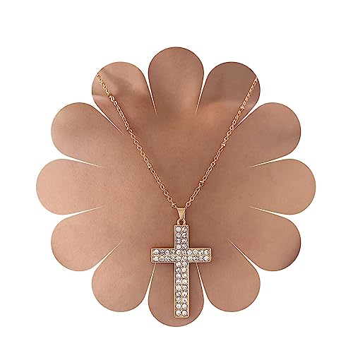 Yienate Punk Kristall Kreuz Anhänger Halskette Vintage Gold Pave Kristall Kreuz Halskette Choker Angabe Funkelnde Strasssteine Religiöse Große Kreuz Halskette Schmuck Für Frauen Und Mädchen von Yienate