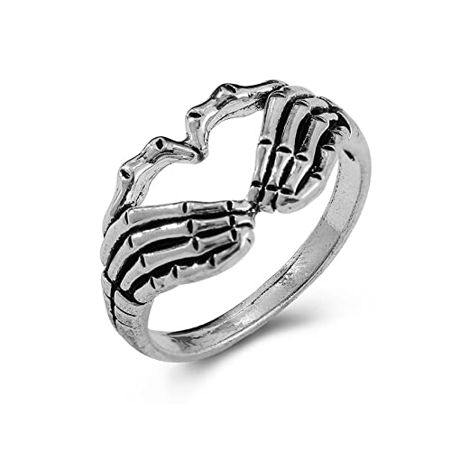 Yienate Punk Schädel Hand Kralle Ring Silber Goth Herz Skelton Hand Wickeln Band Ring Für Frauen Mädchen von Yienate