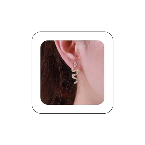 Yienate Punk Schlange Tropfen Ohrring Gold Winzige Schlange Ohrstecker Vintage Schlange Baumeln Ohrring Gothic Erklärung Tier Kobra Tropfen Ohrringe Schmuck Für Frauen Mädchen von Yienate