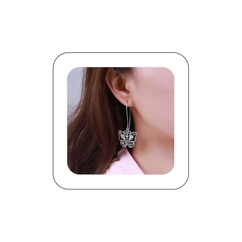 Yienate Punk-Schmetterlings-Totenkopf-Ohrhänger schwarz silberfarben Totenkopf-Köpfe Schmetterlings-Charm lange Haken-Ohrringe Statement-Schädel-Motte-Ohrringe Gothic-Totenkopf-Halloween für Frauen Yienate Punk-Schmetterlings-Totenkopf-Ohrhänger schwarz silberfarben Totenkopf-Köpfe Schmetterlings-Charm lange Haken-Ohrringe Statement-Schädel-Motte-Ohrringe Gothic-Totenkopf-Halloween für Frauen von Yienate