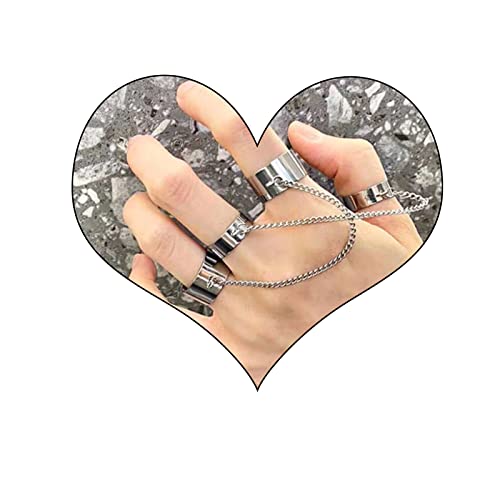 Yienate Punk Silber Ring Kette Finger Kette Sklavenarmband Offene Ring Kette Zeigefinger Ring Handschmuck Für Mann Und Frau von Yienate