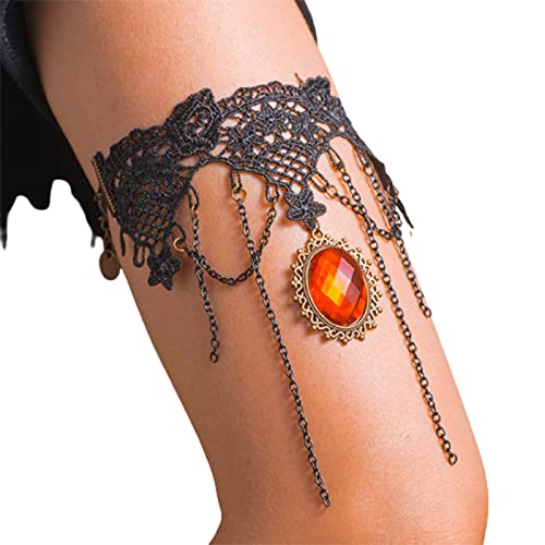 Yienate Sexy Spitze Armkette Gothic Strumpfbänder Armring Armband Rubin Quaste Anhänger Arm Ärmel Braut Brautjungfer Tattoo Hand Schmuck für Frauen und Mädchen von Yienate