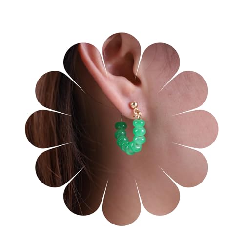 Yienate Smaragd Huggie Hoop Drop Ohrringe Gold Durchbohrt Grüner Edelstein Ohrmanschette Leicht Barocke Perle Baumeln Ohrringe Erklärung Hochzeit Prom Opal Wrap Ohrstecker Ohrringe Schmuck Für Frauen von Yienate