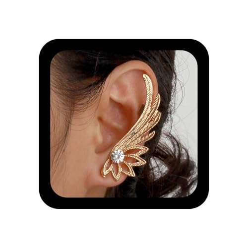 Yienate Vintage Flügel Manschette Wrap Ohrringe Gold Cz Strass Ohrstecker Piercing Ohrringe Einzigen Linken Flügel Kletterer Wrap Ohrring Aussage Metall Feder Ohr Clip Ohrring Schmuck Für Frauen von Yienate