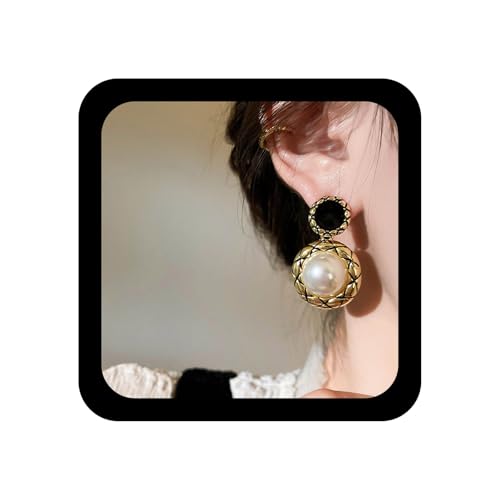 Yienate Vintage Perle Baumeln Tropfen Ohrringe Gold Große Perle Tropfen Ohrringe Schwarz Stud Erklärung Perle Baumeln Ohrringe Hochzeit Braut Perle Ohrringe Prom Ohrringe Schmuck Für Frauen von Yienate