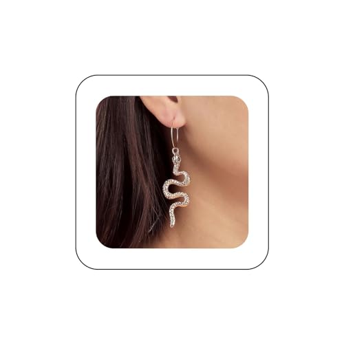 Yienate Vintage Schlange Tropfen Baumeln Ohrringe Gold Boho Schlange Geformt Charme Huggie Hoop Ohrringe Minimalistische Lange Schlange Baumelnden Ohrringe Erklärung Cleopatra Ohrringe Für Frauen von Yienate