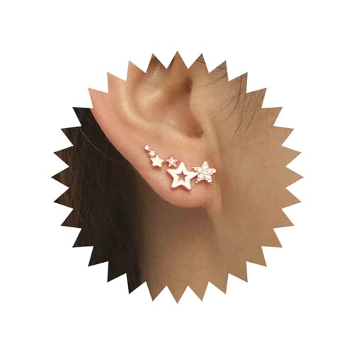Yienate Vintage Stern Ohrstecker Gold Stern Manschette Wrap Ohrringe Statement Strass Stern-Cluster Ohrringe Braut Crawler Stern Manschette Ohrstecker Schmuck Für Frauen Und Mädchen von Yienate