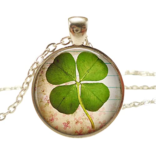 Yienate Zeit Edelstein Halskette Silber Ketten Glücklich Vierblättriges Kleeblatt Anhänger Vintage Bernstein Halskette für Frauen und Mädchen Yienate Zeit Edelstein Halskette Silber Ketten Glücklich Vierblättriges Kleeblatt Anhänger Vintage Bernstein Halskette für Frauen und Mädchen von Yienate
